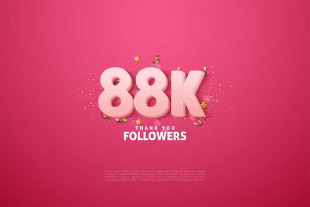 88k follower con numeri bianchi morbidi su sfondo rosa