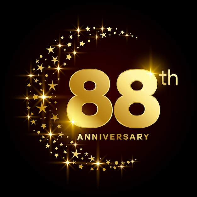 Vettore 88th anniversary logo design illustrazione del modello vettoriale dell'anniversario d'oro