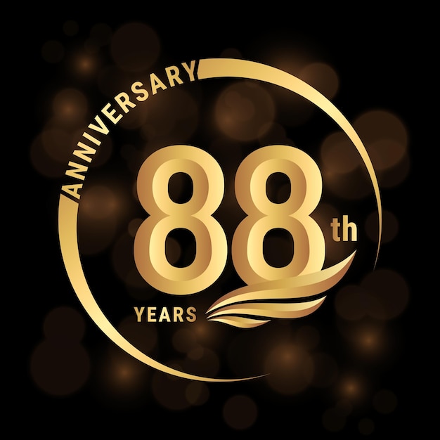 Дизайн логотипа 88-летия с золотыми крыльями Logo Vector Template Illustration