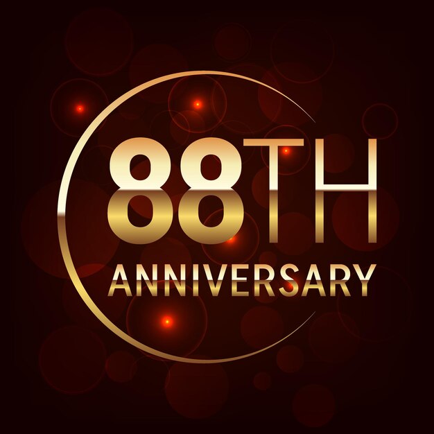 88th Anniversary logo with golden text and number for anniversary event Logo Vector Template