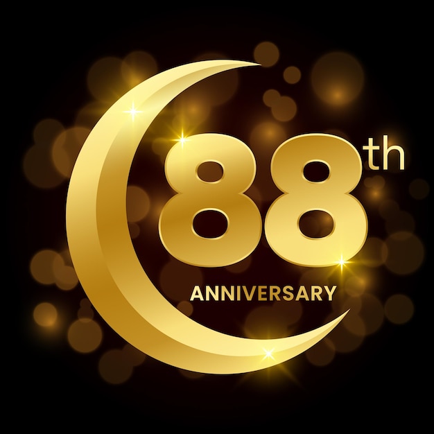 88th anniversary template design con il concetto di mezzaluna dorata logo vector template