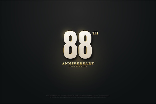 Vettore 88° anniversario con numeri e punti dorati