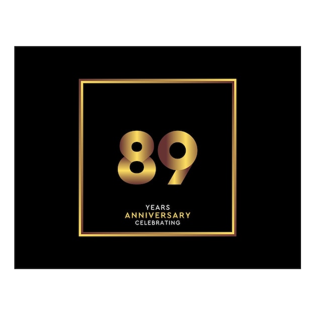 89 Year Anniversary With Gold Color Square