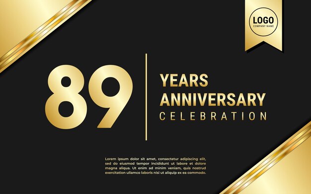 89 Years Anniversary template design Golden Anniversary Celebration vector illustration