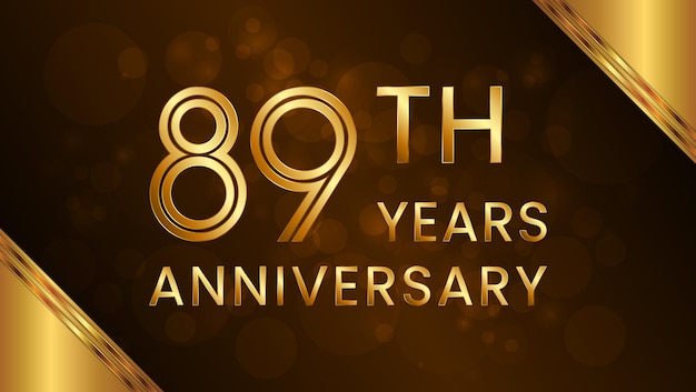 二重線の番号コンセプトと金色のフォントを使用した89周年記念ロゴ