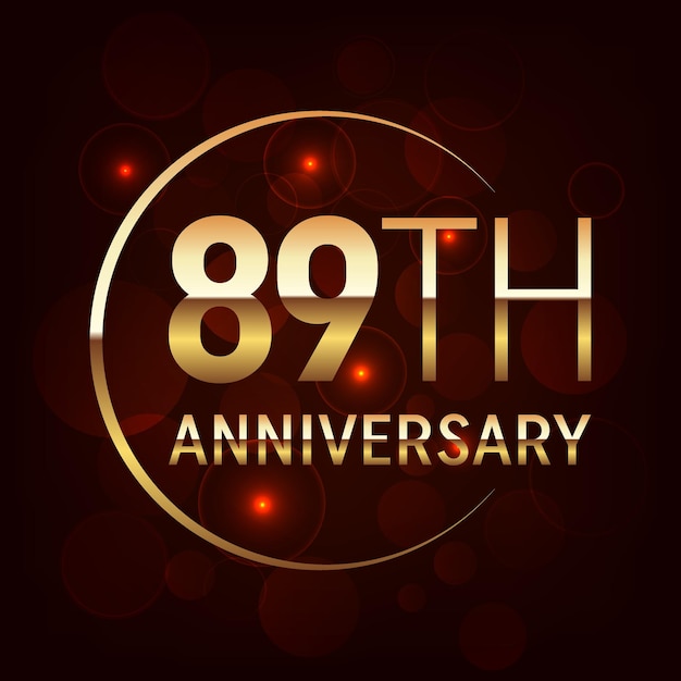 Logo dell'89° anniversario con testo e numero dorati per l'evento dell'anniversario logo vector template