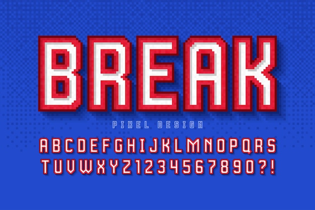 Alfabeto colorato a 8 bit con logo design