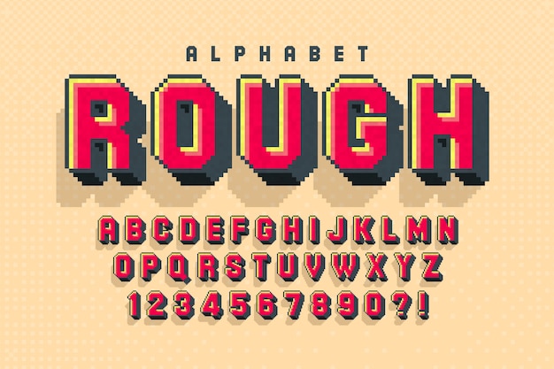 Vector 8bit colorful alphabet with logo design