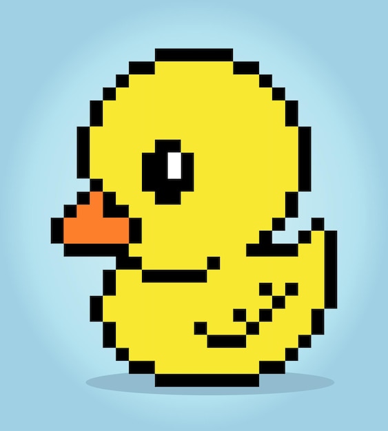 8bit duck pixels animal game assets in vector illustrations