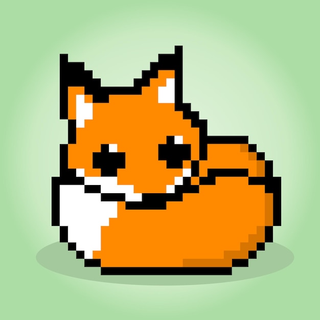 Vector 8bit pixel of fox animal in vector illustration for cross stitch and game assets