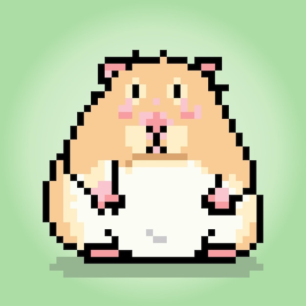 8bit Pixel hamster Animal voor game-items in vectorillustratie