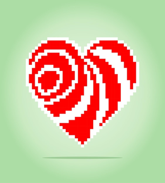 8-битное пиксельное сердце значок любви для игровых активов в векторных иллюстрациях