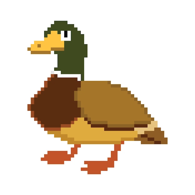 8bit pixels Art duck vector, duck pixel art design