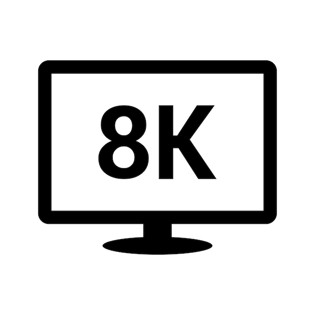 8K HDTV 아이콘 검은색 터 그래픽