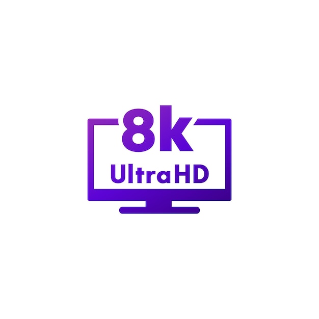 Vector 8k ultra hd tv icon vector