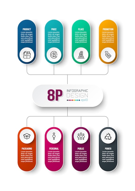 Modello di infografica aziendale di analisi 8p