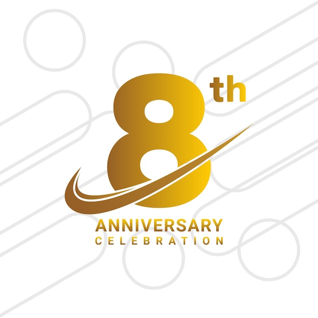8th anniversary celebration golden anniversary celebration logo type isolated on white background vector illustration