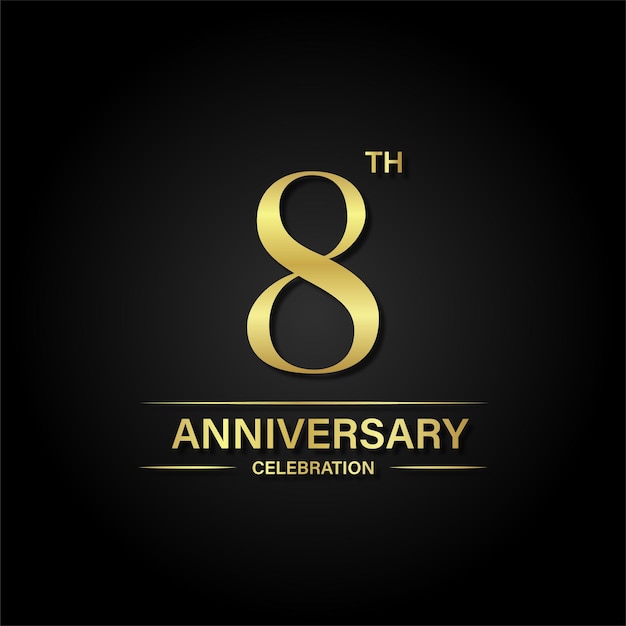 8th anniversary celebration with gold color and black background