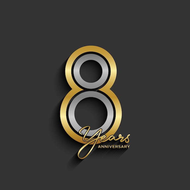 Vector 8th anniversary logo design double line number concept design golden number logo vector template