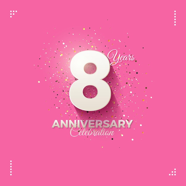 음영 처리된 숫자가 있는 8주년