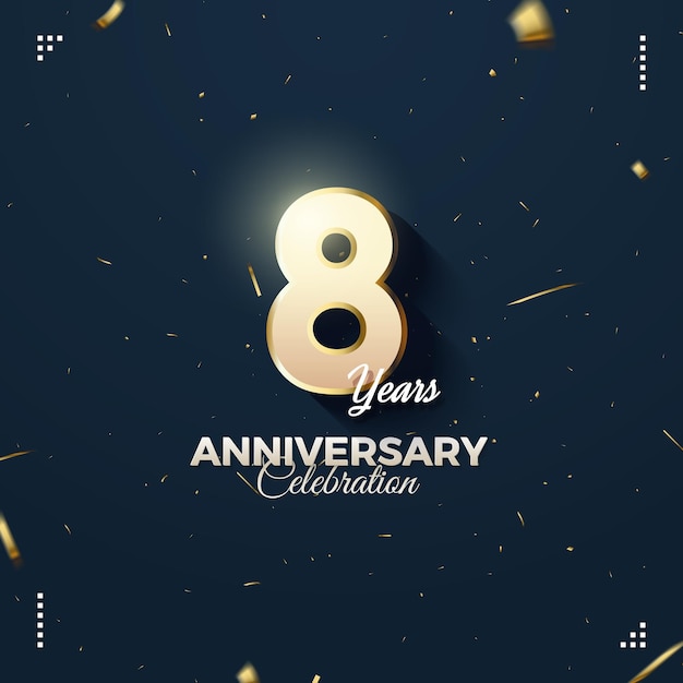 8° anniversario con numeri leggermente sfumati