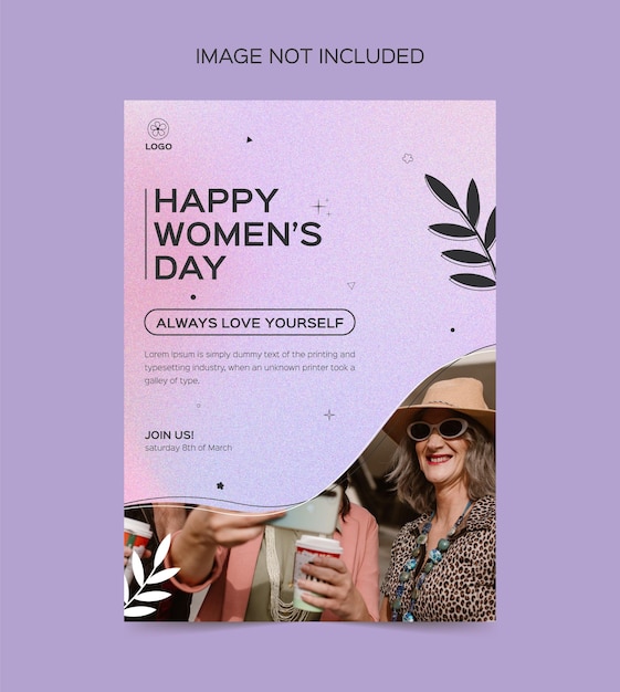 8th march happy women's day flyer design template with purple background