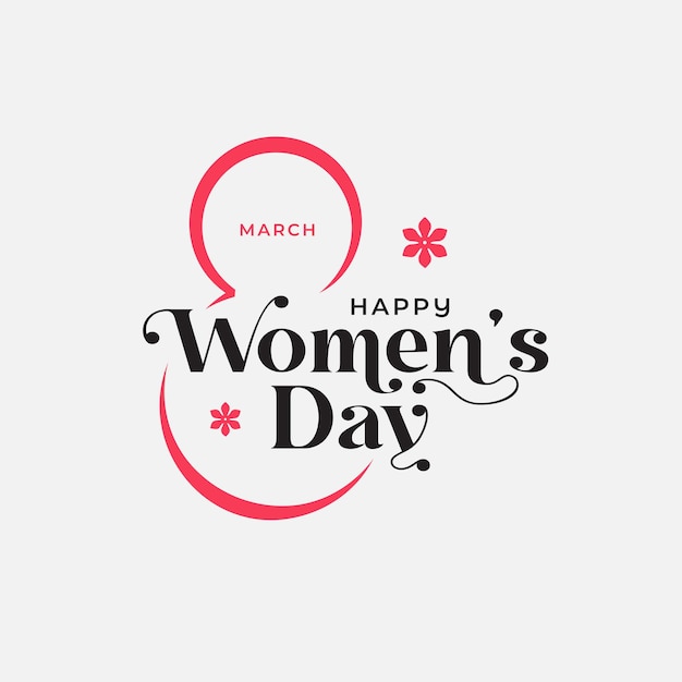 8th March Happy Women's Day Text Typography Design Vector Template
