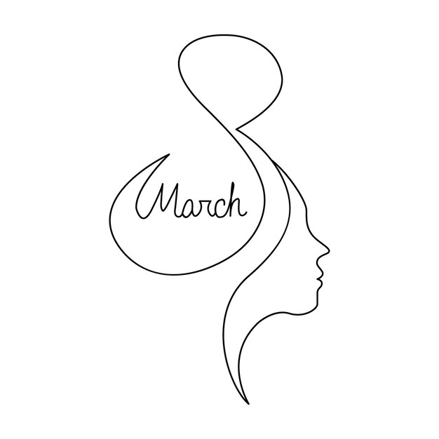 3월 8일 국제 여성의 날 라인 아트 그림 일러스트레이션
