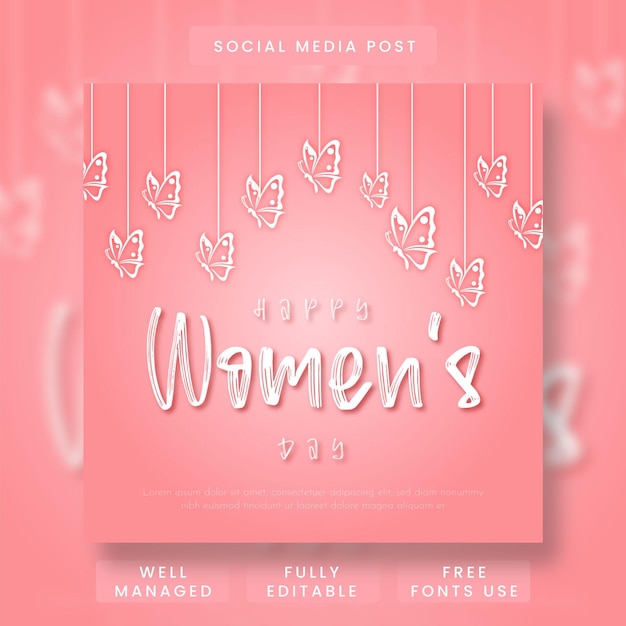 8th march post or flyer design Celebration social media post or banner design template