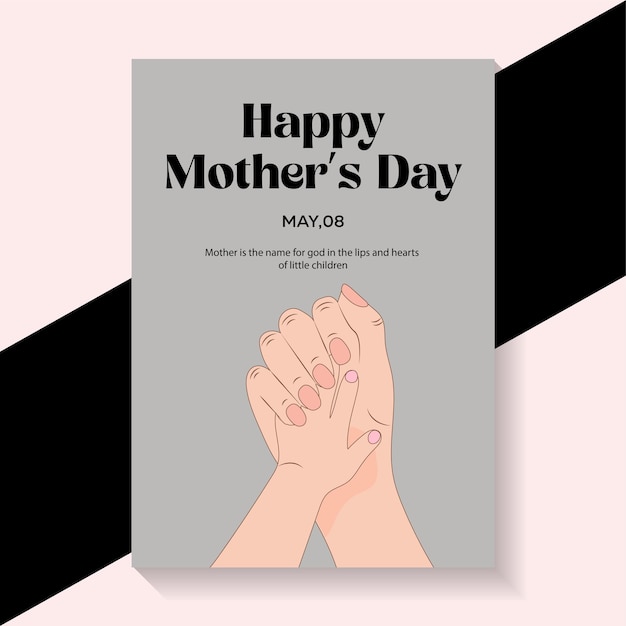 8th may happy mothers day mother and baby hands illustration