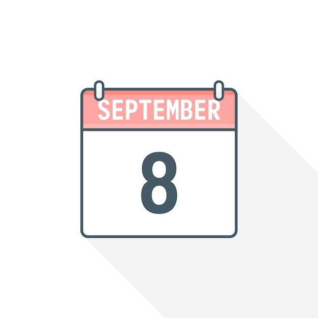 Vector 8th september calendar icon september 8 calendar date month icon vector illustrator