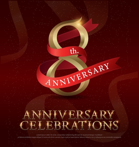 8th years anniversary celebration golden logo