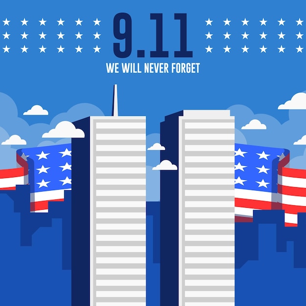 Vector 9 11 patriot day flat background template