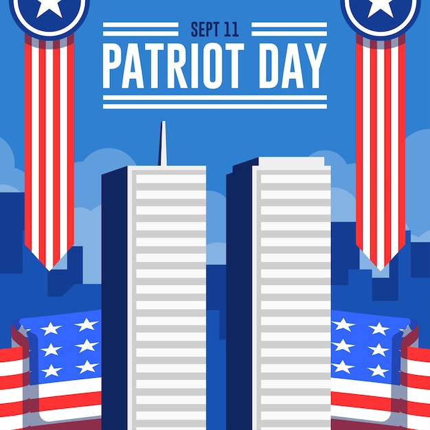 Vector 9 11 patriot day flat background template