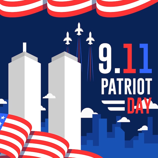 Vector 9 11 patriot day flat background template