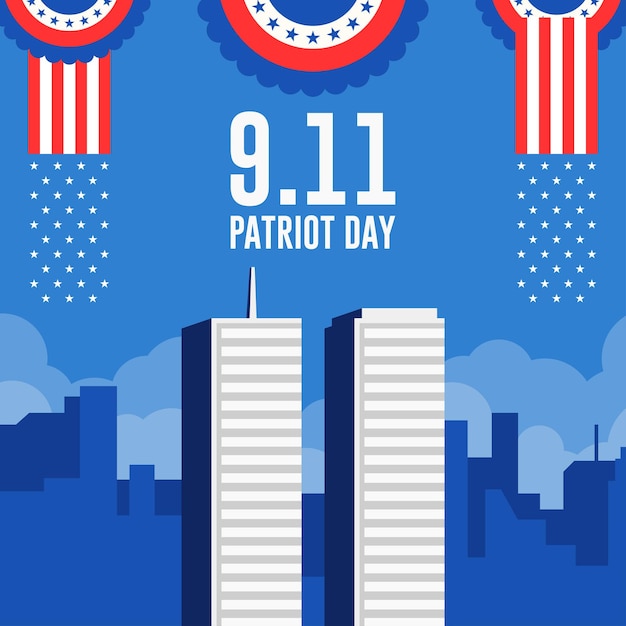 Vector 9 11 patriot day flat background template