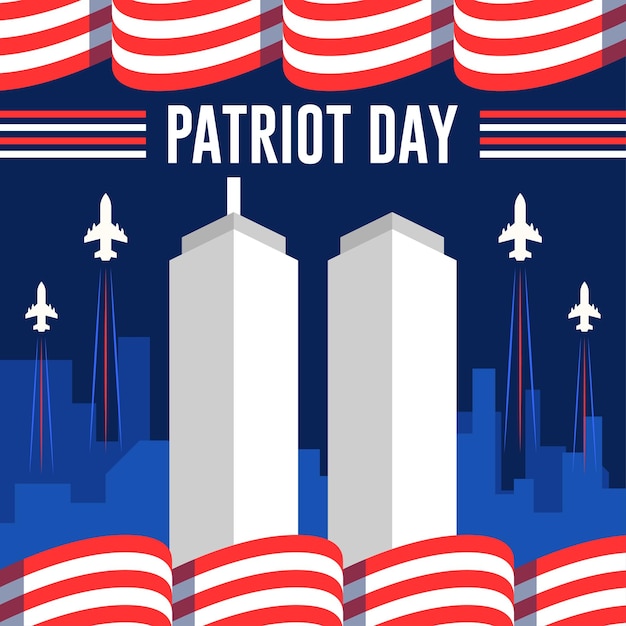 Vector 9 11 patriot day flat background template