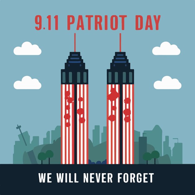 Vector 9 11 patriot day we will never forget illustration simple desing