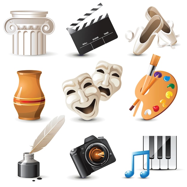 Vector 9 highly detailed arts icons