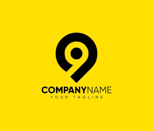 9 Number Location Logo Design Template