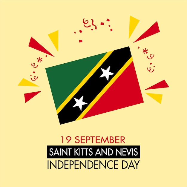 Vector 9 september saint kitts en nevis bannerontwerp gelukkige onafhankelijkheidsdag