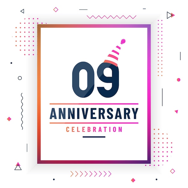 9 주년 축하 카드 9 주년 축하 배경 무료 벡터