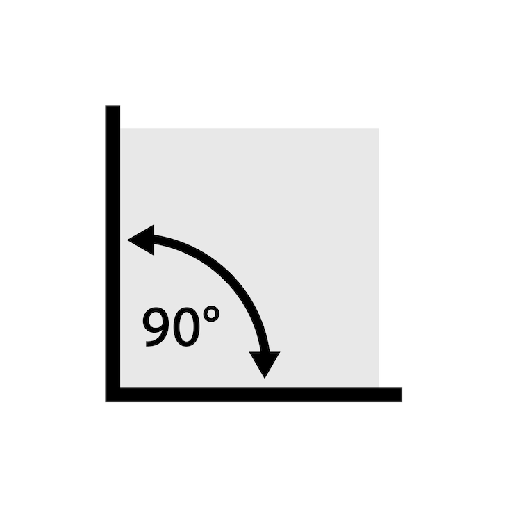 Vector 90 degrees angle icon isolated vector illustration