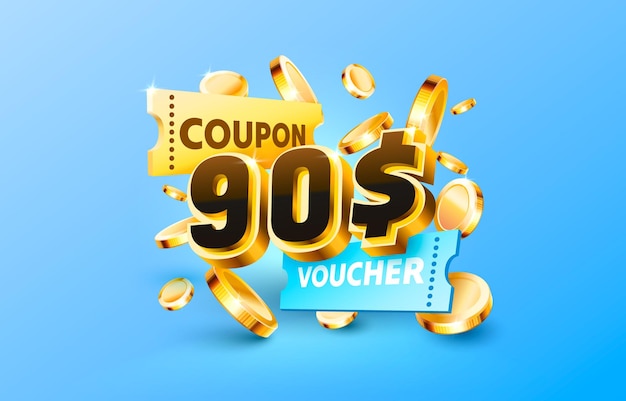 90 dollar coupon gift voucher cash back banner special offer Vector