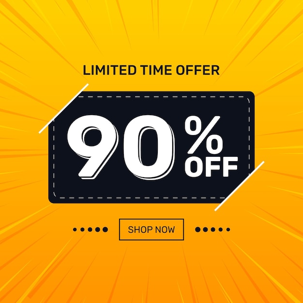 Vector 90 off limited time offer super discount discount promotion special offer 90 discount yellow