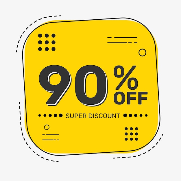 90 di sconto promozione super sconto offerta speciale banner di sconto promo banner quadrato giallo