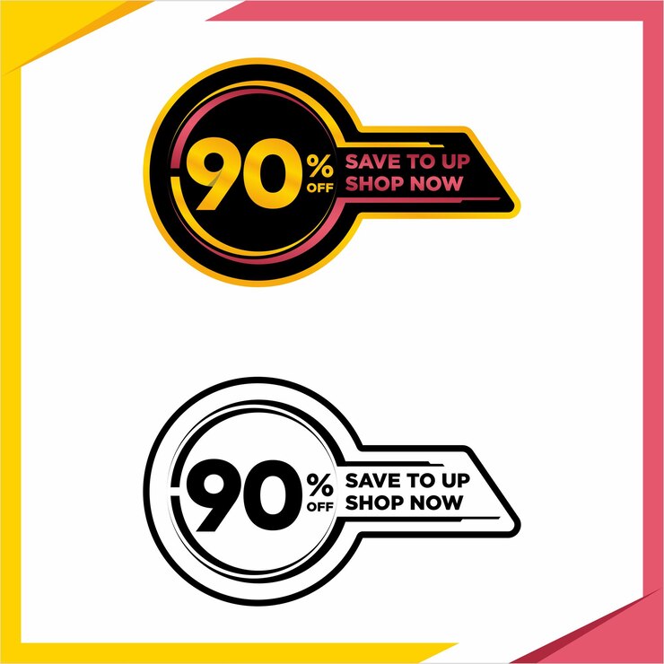 वेक्टर 90 percent flat offer stamp sticker clearance sale finance product emblem vector premium