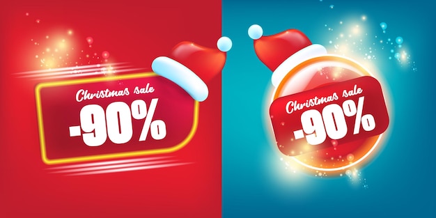 90 percent off christmas sale banner design template