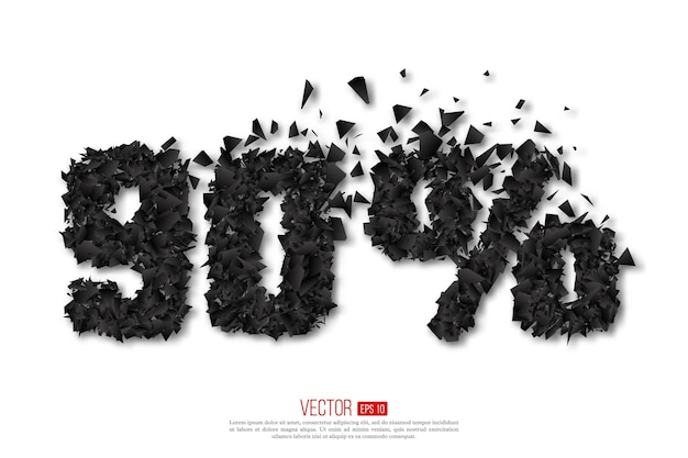 90 procent abstract verkoopbord met puinexplosie-effect.