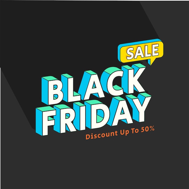 90's 3d-vlakke stijl black friday-verkoopbanner